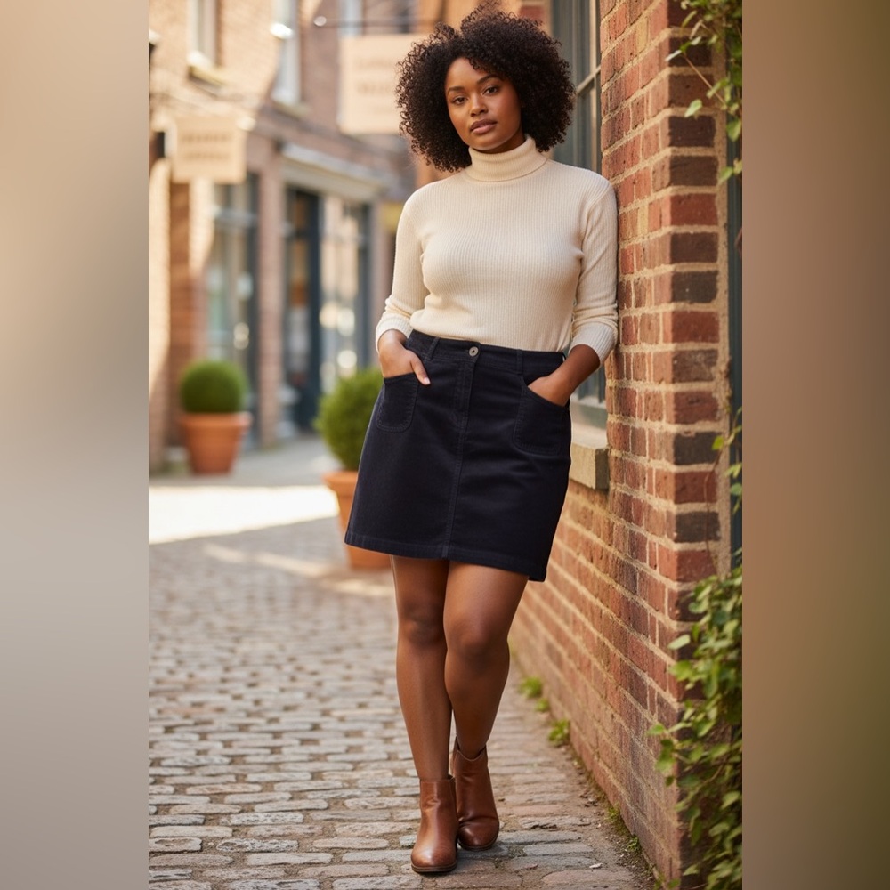 Karen Scott Black Casual Skirt with Front Pockets and Built in Shorts